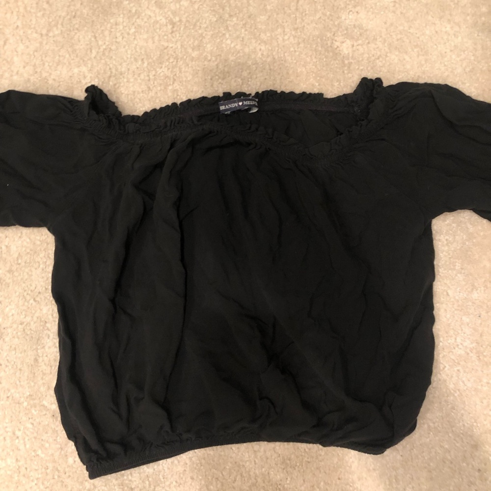 off the shoulder cropped shirt